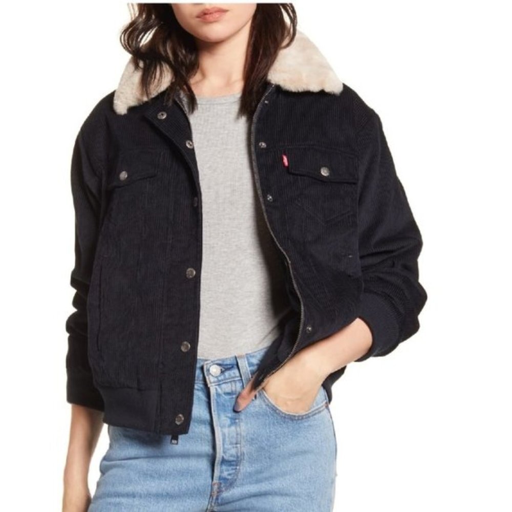 Levi's Faux Fur Collar Corduroy Bomber Jacket